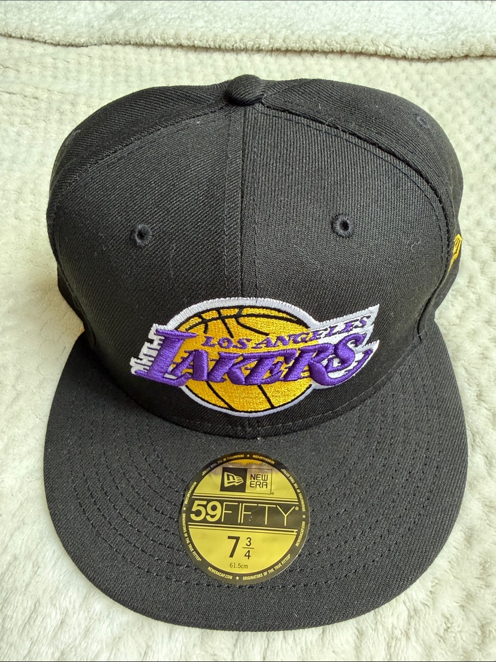 New Era Black Los Angeles Lakers Fitted Hat with Purple & Gold Logo